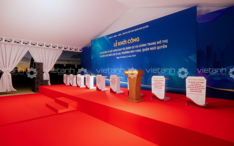 Phối cảnh sân khấu Lễ khởi công dự án khu tái định cư 226 Lê Lai