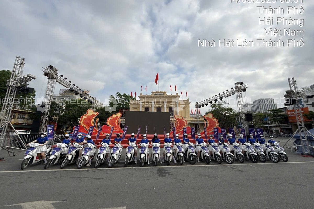 Đội hình roadshow xe máy quảng bá thương hiệu tại Hải Phòng