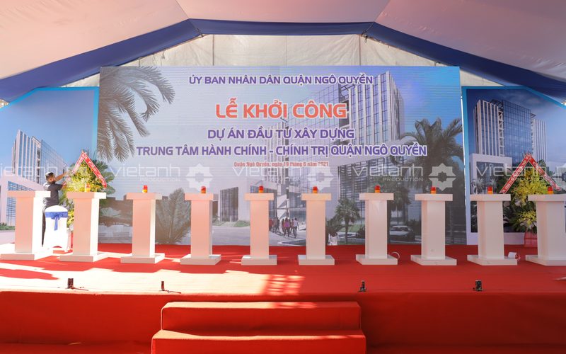 Sân khấu và màn hình LED Lễ khởi công Trung tâm Hành chính - Chính trị quận Ngô Quyền