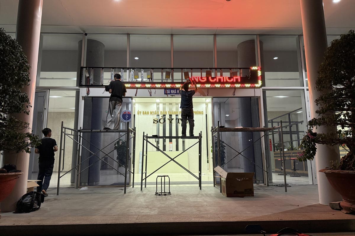 Thi công lắp đặt màn hình LED Sở Y Tế Hải Phòng