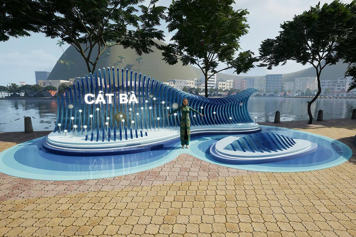 Thiết kế 3D cụm tiểu cảnh check-in hồ Tùng Dinh Cát Bà Hải Phòng