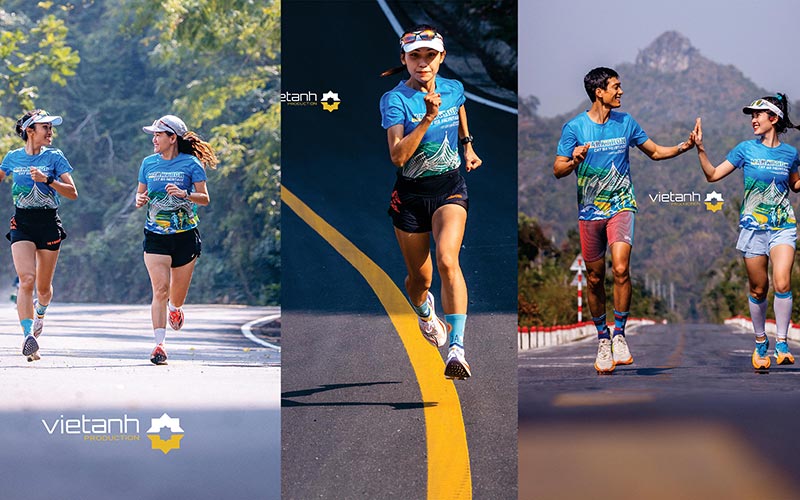 Vận động viên trên cung đường Giải Marathon Cát Bà Amatina 2025 tại Cát Bà