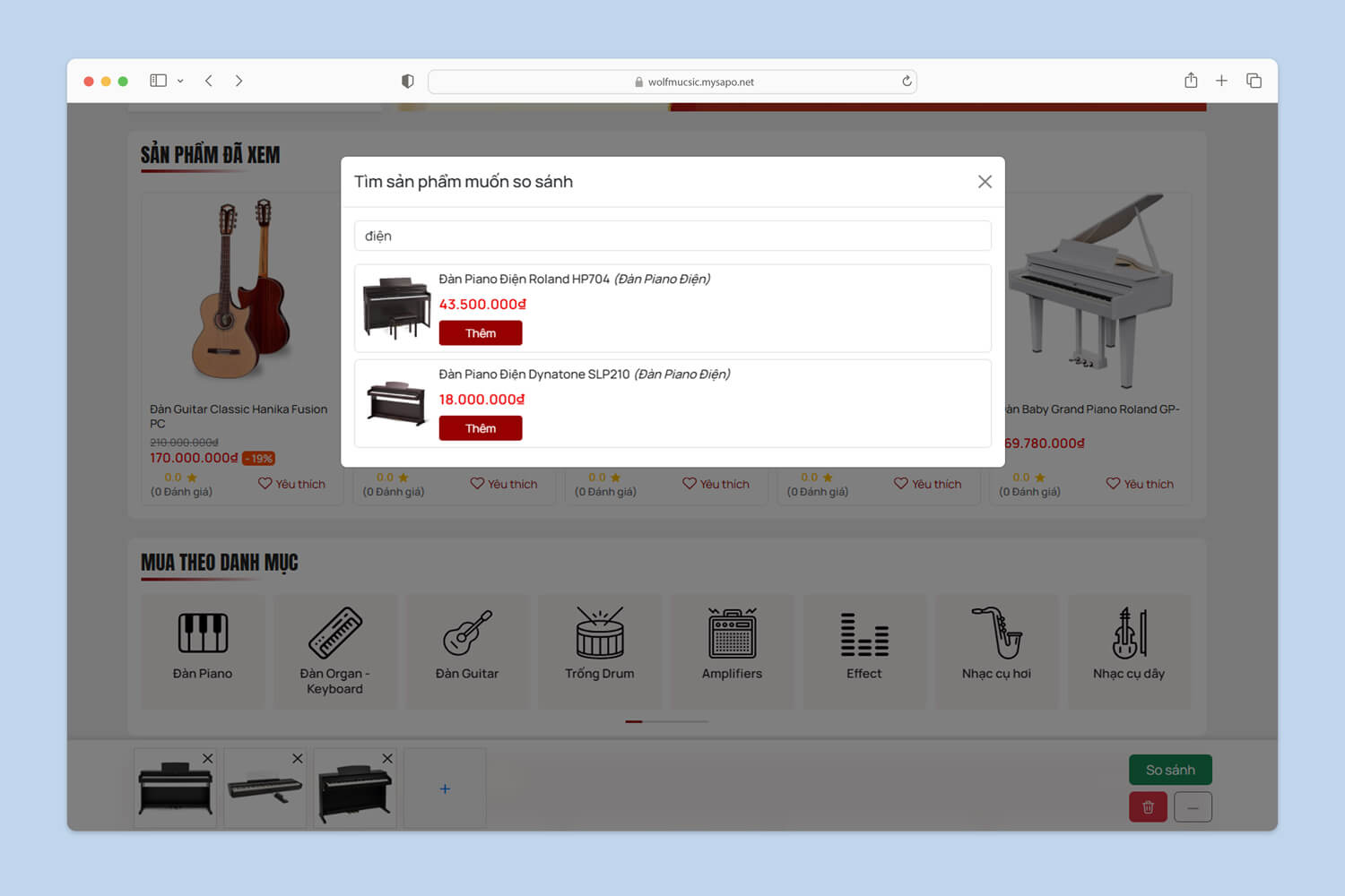 So sánh sản phẩm