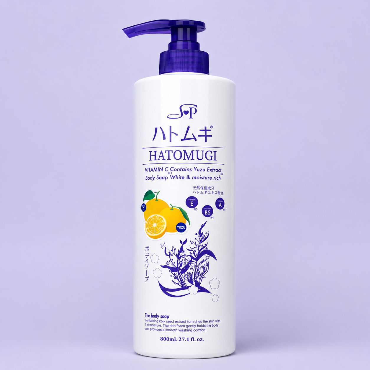 Sữa Tắm Dưỡng Ẩm Và Làm Trắng Da 800Ml Sp Hatomugi Body Soap White & Moisture Rich