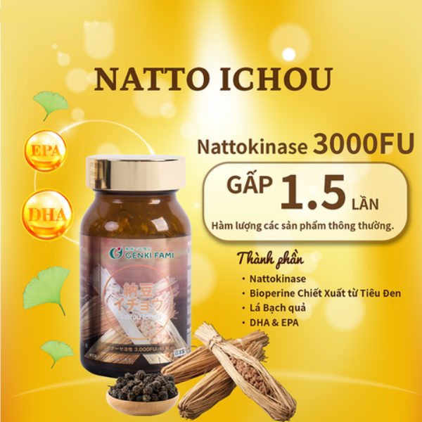 Viên uống chống đột quỵ Genkifami Natto Ichou 90 viên