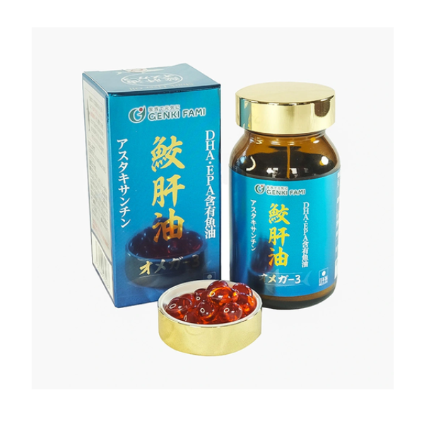 Viên uống Omega 3 Genkifami chiết xuất dầu gan cá hộp 90 viên