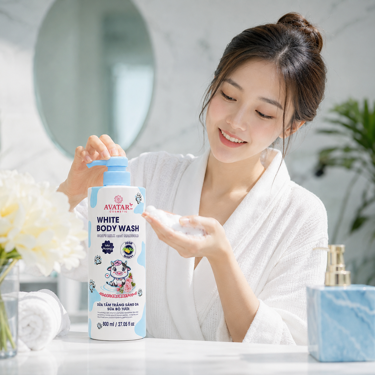AVATAR Sữa Tắm Trắng Sáng Da Sữa Bò Tươi 800ml