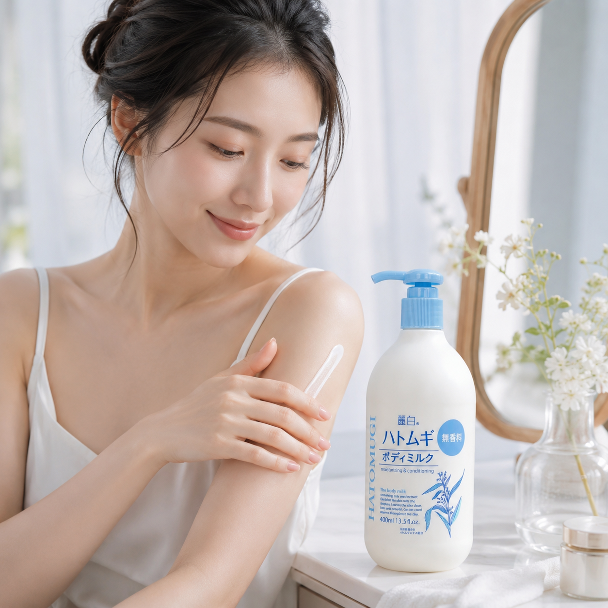 Kumano Sữa Dưỡng Thể Dùng Ban Đêm Hatomugi - Không Mùi Hương 400Ml Hatomugi The Body Milk