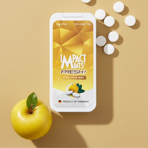 Kẹo ngậm bạc hà không đường Impact Mints Fresh! - Vị táo vàng