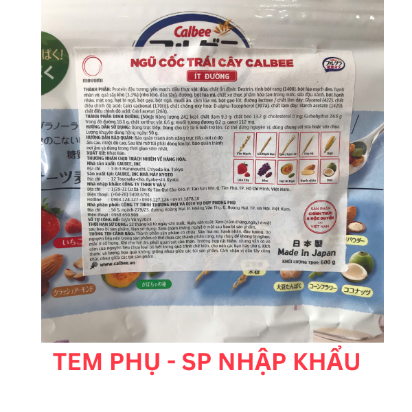 Ngũ cốc trái cây Calbee 600g ( ít đường)