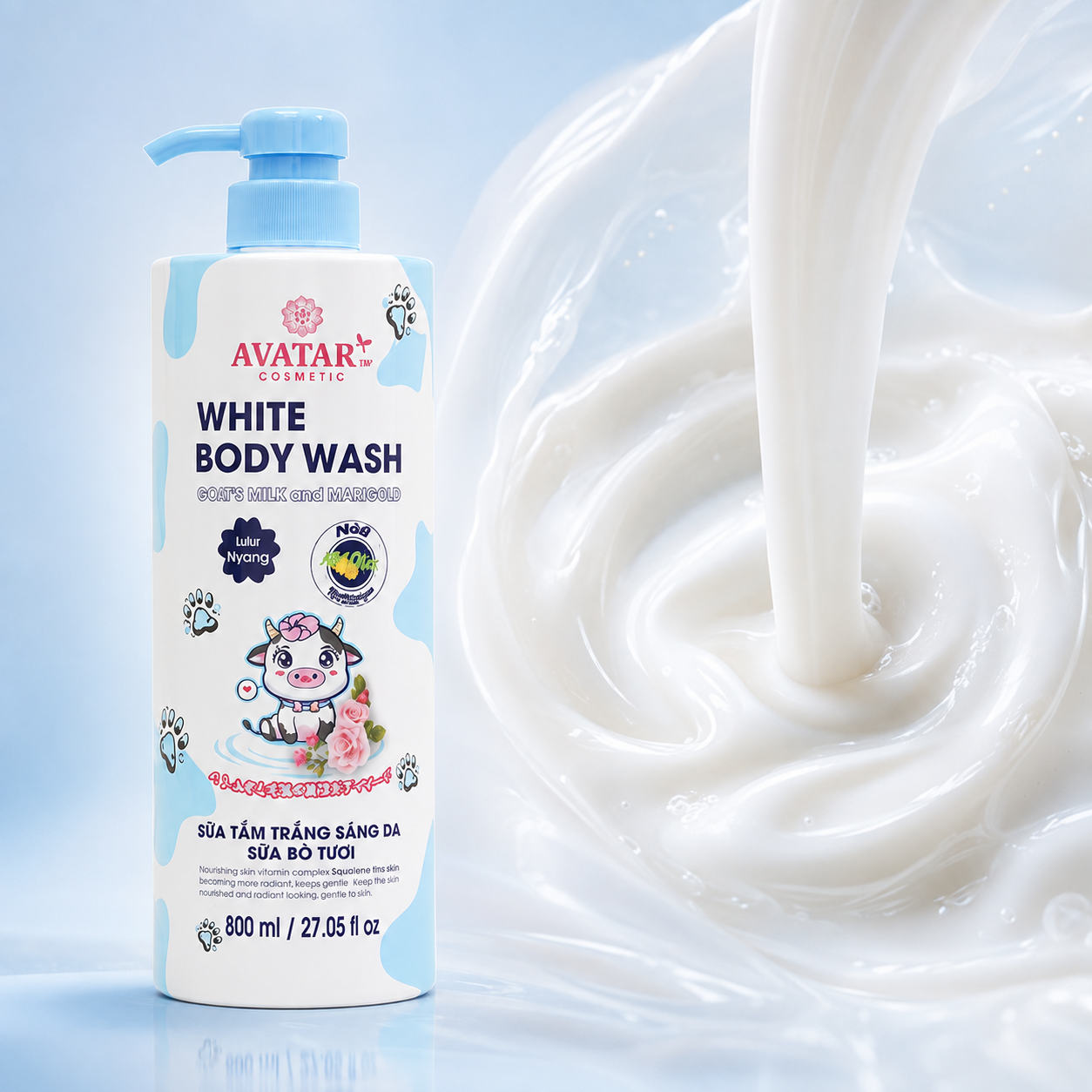AVATAR Sữa Tắm Trắng Sáng Da Sữa Bò Tươi 800ml