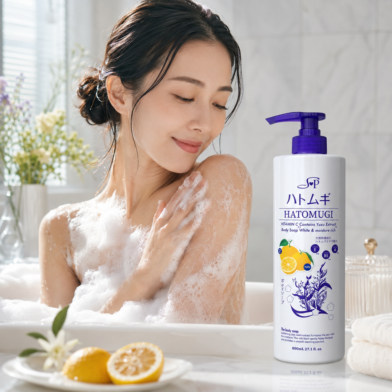 Sữa Tắm Dưỡng Ẩm Và Làm Trắng Da 800Ml Sp Hatomugi Body Soap White & Moisture Rich