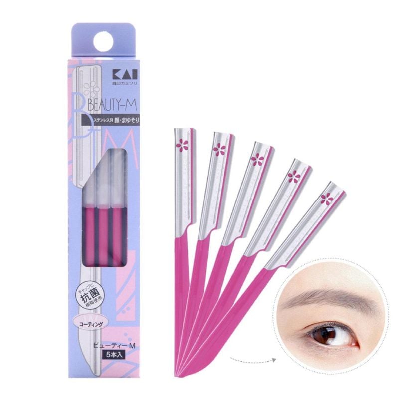 Set 5 dao cạo lông mày Kai Razor Beauty M cao cấp