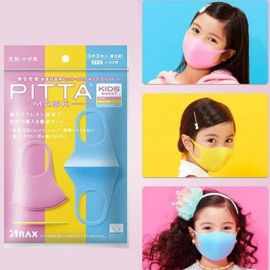 Khẩu trang  cho bé Pitta Mask lọc khói bụi 3 chiếc - Hồng vàng xanh