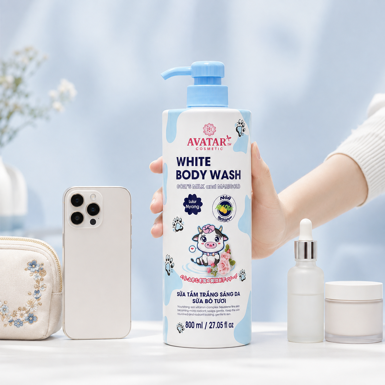 AVATAR Sữa Tắm Trắng Sáng Da Sữa Bò Tươi 800ml