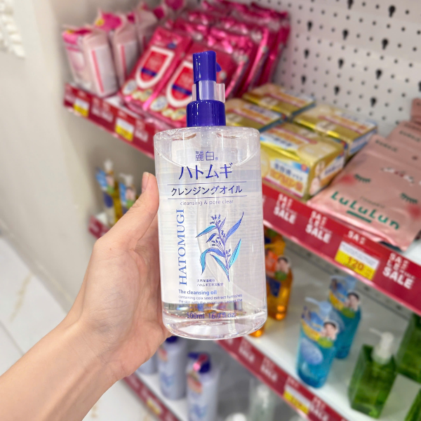 DẦU TẨY TRANG DƯỠNG ẨM VÀ LÀM SÁNG DA HATOMUGI (500ML)