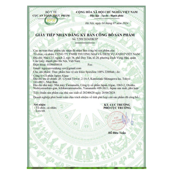Viên uống tảo xoắn Algae Spirulina hộp 2200 viên