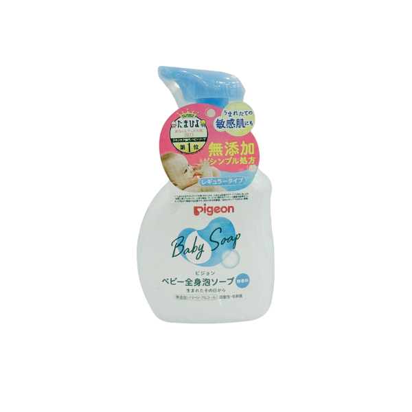 Sữa tắm gội cho bé Pigeon Baby Soap tạo bọt 500ml - mềm dịu (màu xanh)