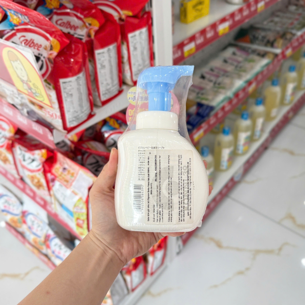 Sữa tắm gội cho bé Pigeon Baby Soap tạo bọt 500ml - mềm dịu (màu xanh)