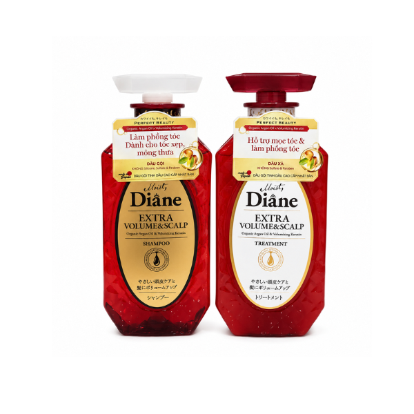 [MUA 2 GIẢM 30%] Combo 1 chai dầu gội và 1 chai dầu xả Moist Diane Extra Volume & Scalp 450ml hỗ trợ mọc tóc và làm phồng tóc