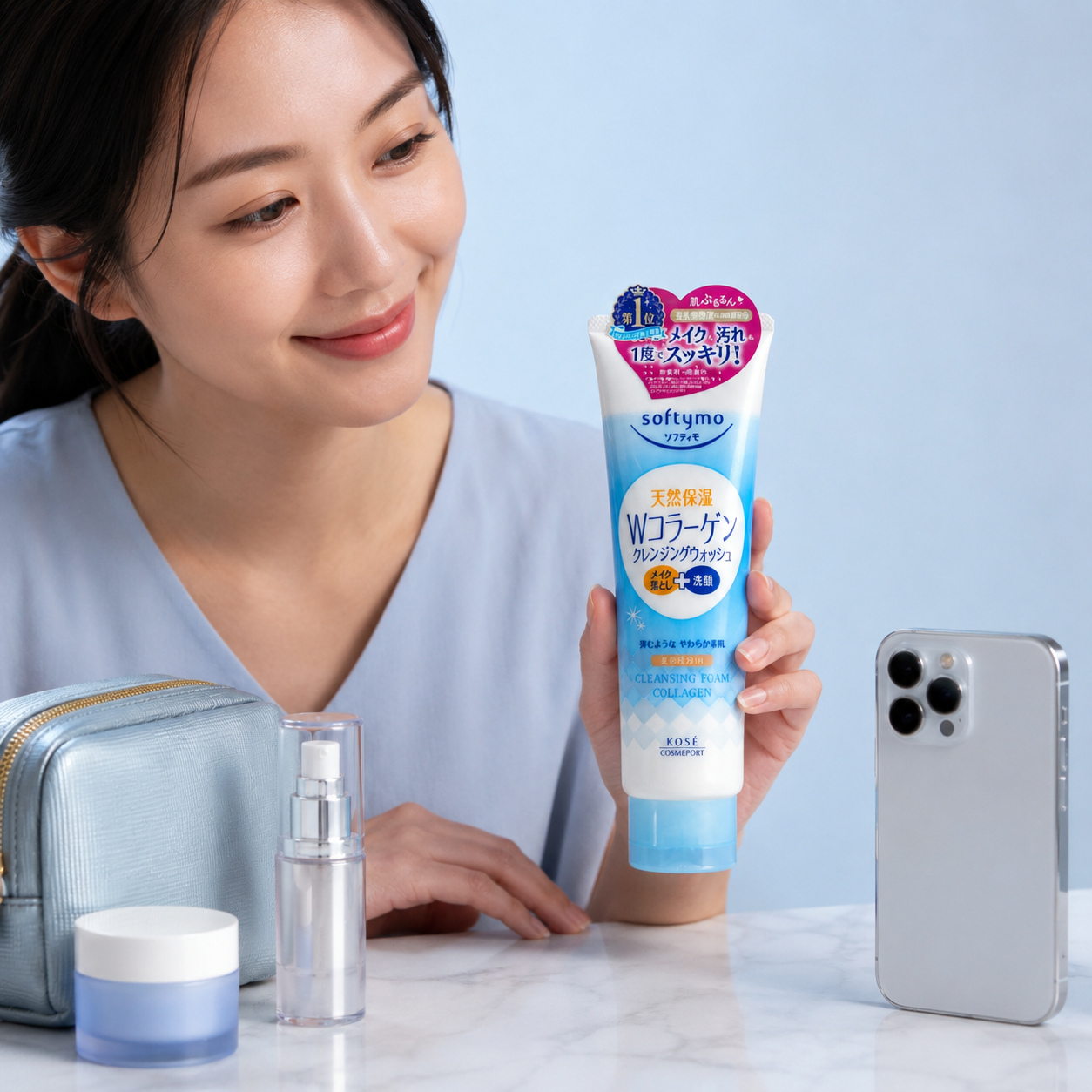 SỮA RỬA MẶT & TẨY TRANG TẠO BỌT DƯỠNG ẨM BỔ SUNG COLLAGEN SOFTYMO 190G