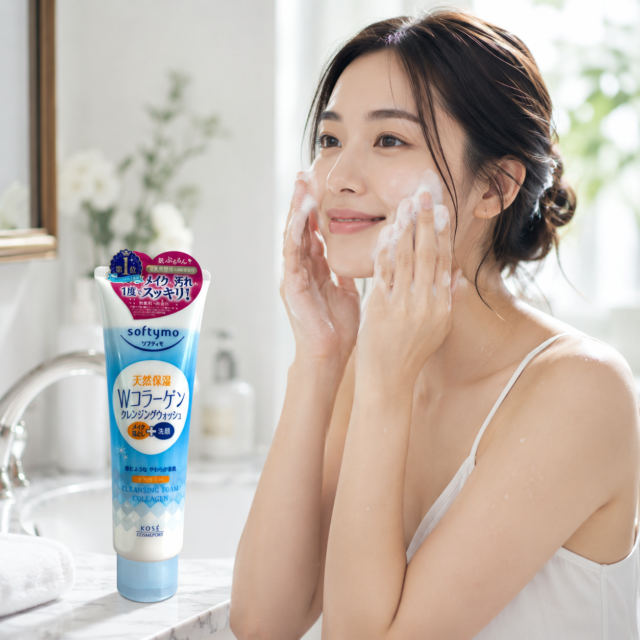 SỮA RỬA MẶT & TẨY TRANG TẠO BỌT DƯỠNG ẨM BỔ SUNG COLLAGEN SOFTYMO 190G