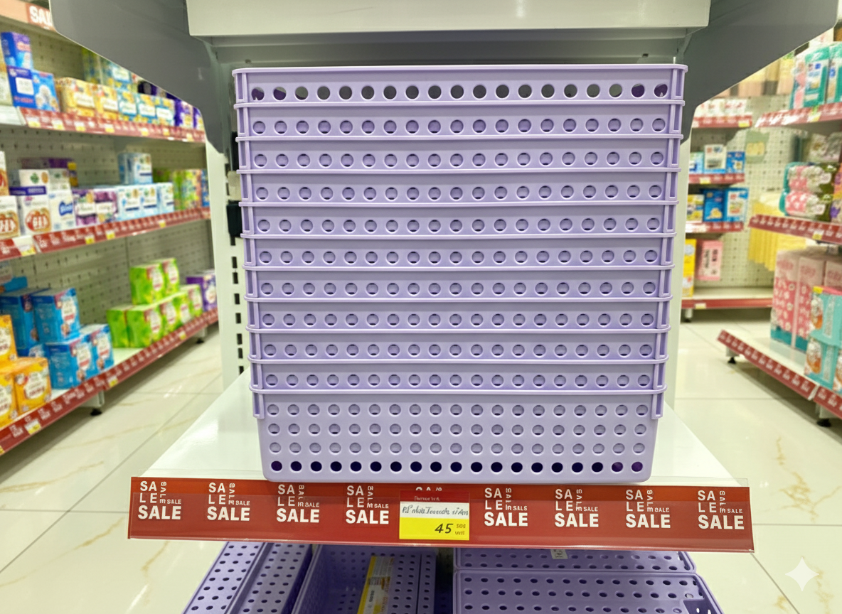 Rổ nhựa Inomata cỡ A4 - tím nhạt