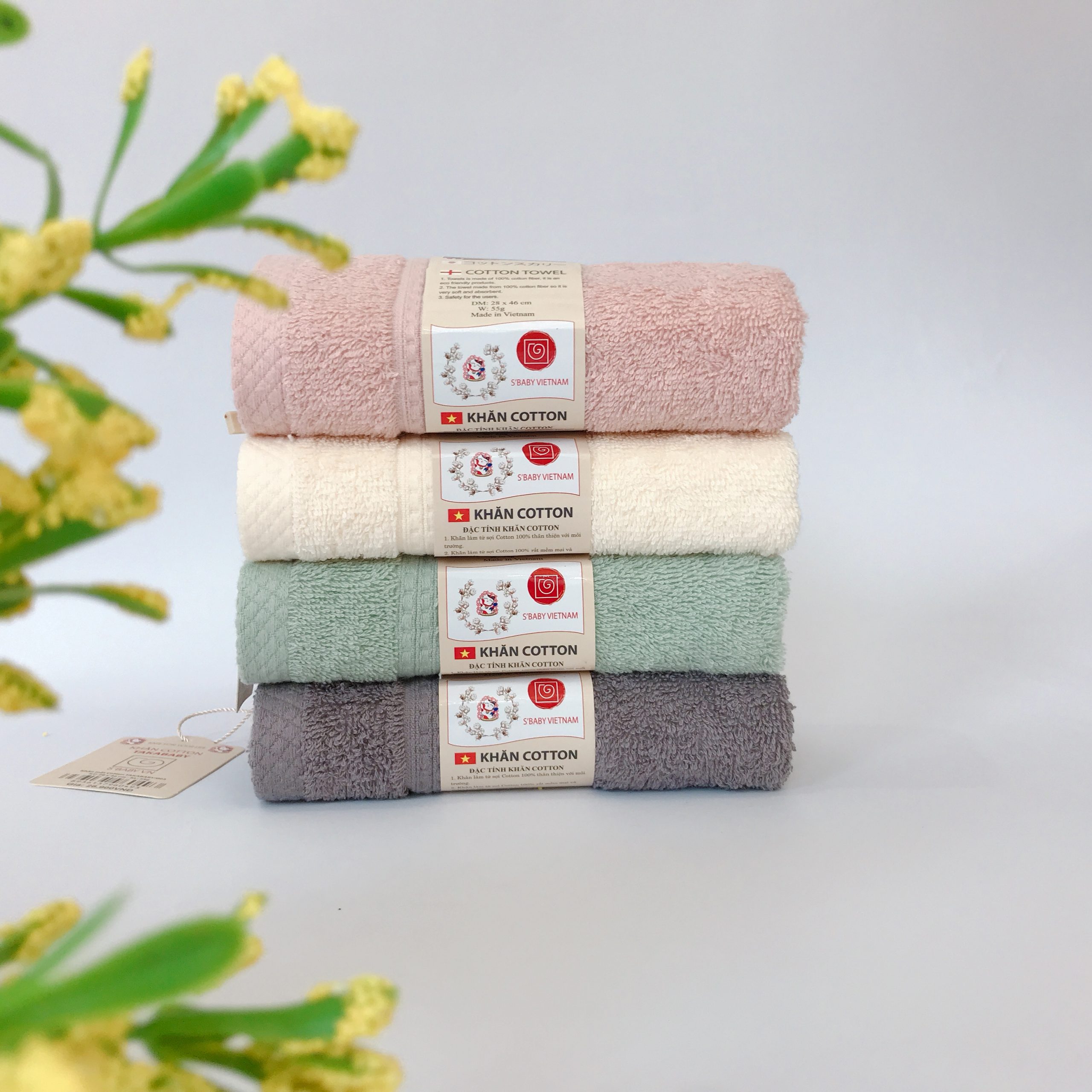 Khăn mặt Cotton S'Baby Takababy 28x46 cm (nhiều màu)