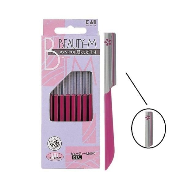 Set 10 dao cạo lông mày KAI màu hồng