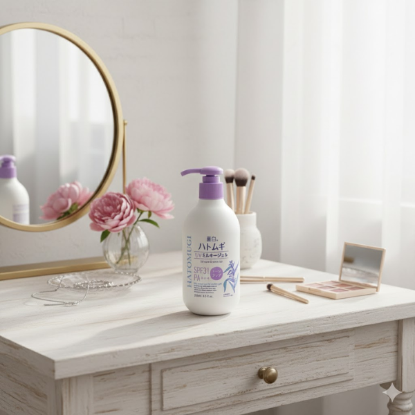 Kumano Gel dưỡng thể chống nắng nâng tone da Hatomugi 250ml