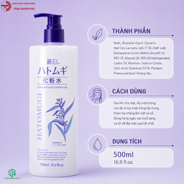 NƯỚC HOA HỒNG Ý DĨ HATOMUGI 500ML