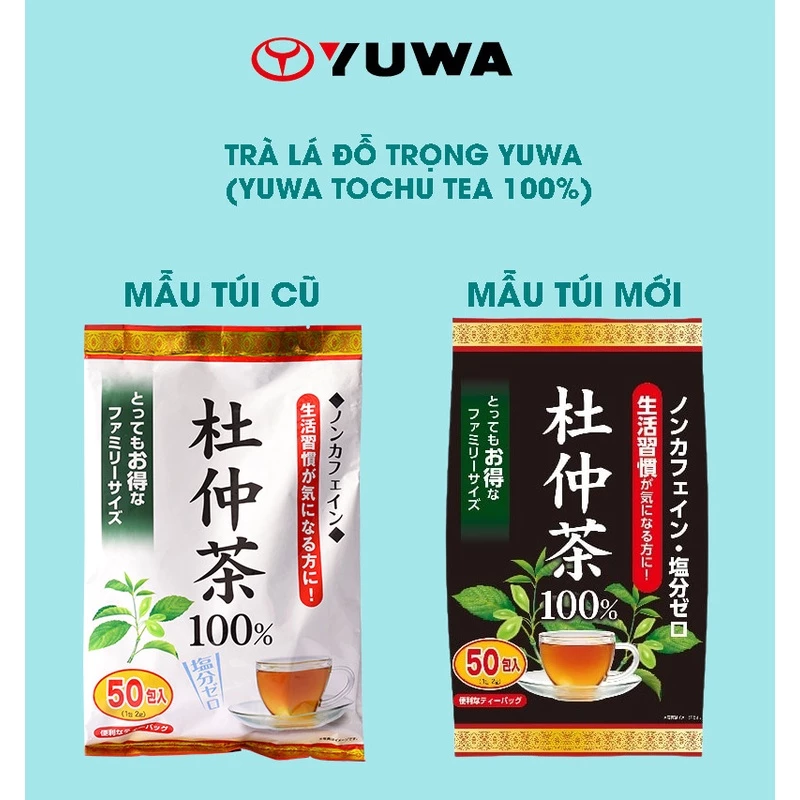 Trà lá đỗ trọng Yuwa Tochu 100% 50 gói x 2g