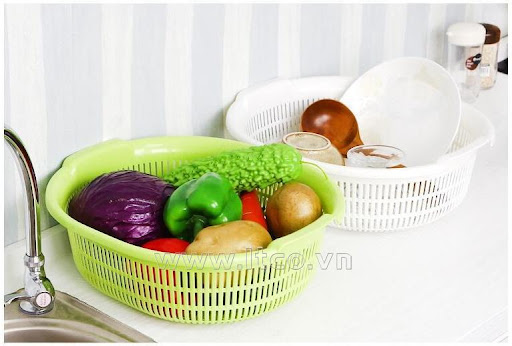 Rổ nhựa Sanada hình oval 5.3L - xanh