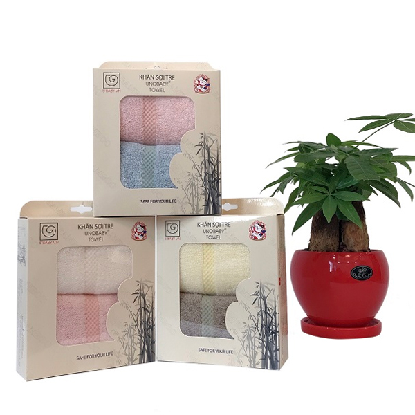 Set 2 khăn mặt sợi tre S'Baby Unobaby 28x50 cm