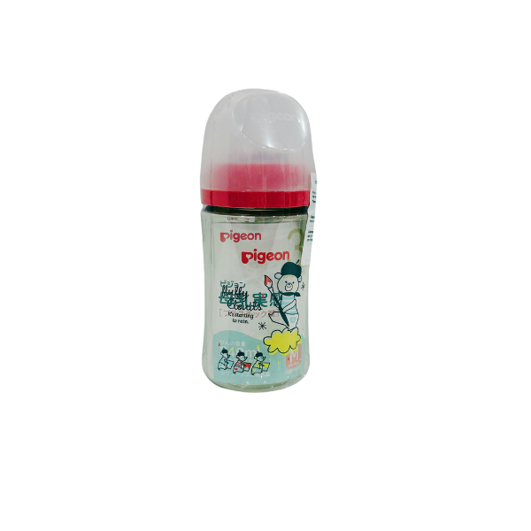 Bình sữa Pigeon cổ rộng nhựa PPSU thế hệ thứ 3 Nhật Bản 240ml hình Gấu