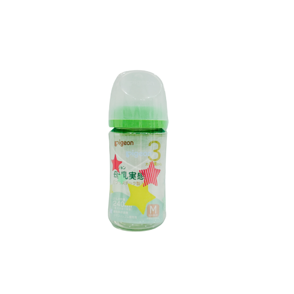 Bình sữa Pigeon cổ rộng 240ml - hình ngôi sao (núm M)