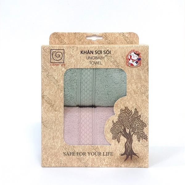 Set 2 khăn mặt sợi sồi S'Baby Unobaby 28x50 cm