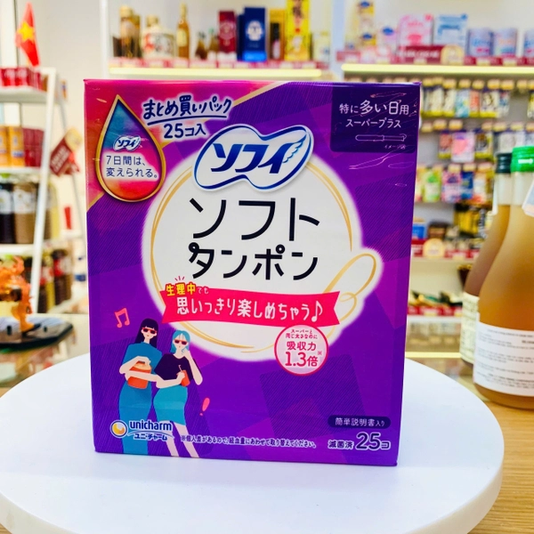 Tampon Unicharm Charm Soft hộp 25 chiếc (Tím)