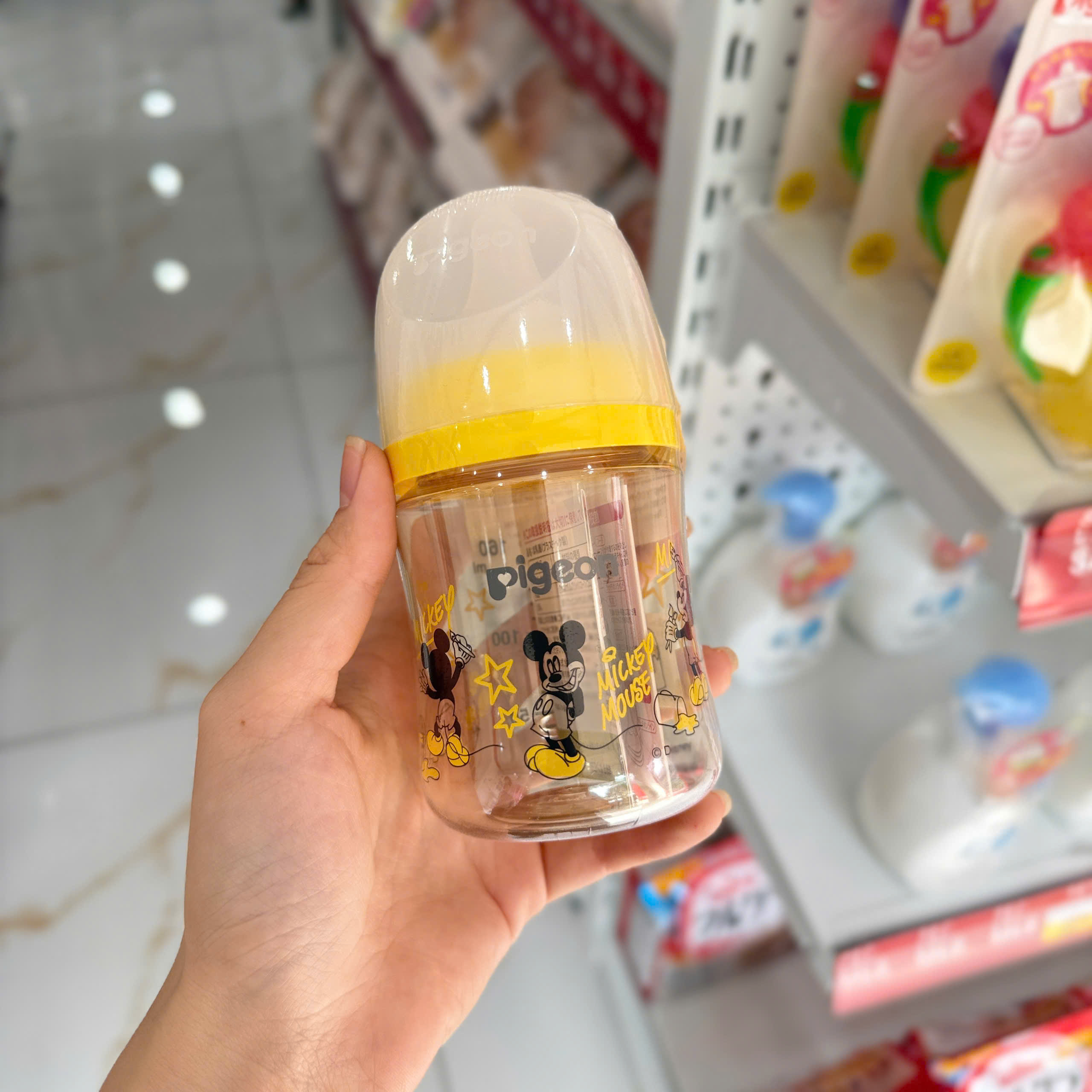 Bình sữa Pigeon cổ rộng nhựa PPSU thế hệ thứ 3 160ml Mickey