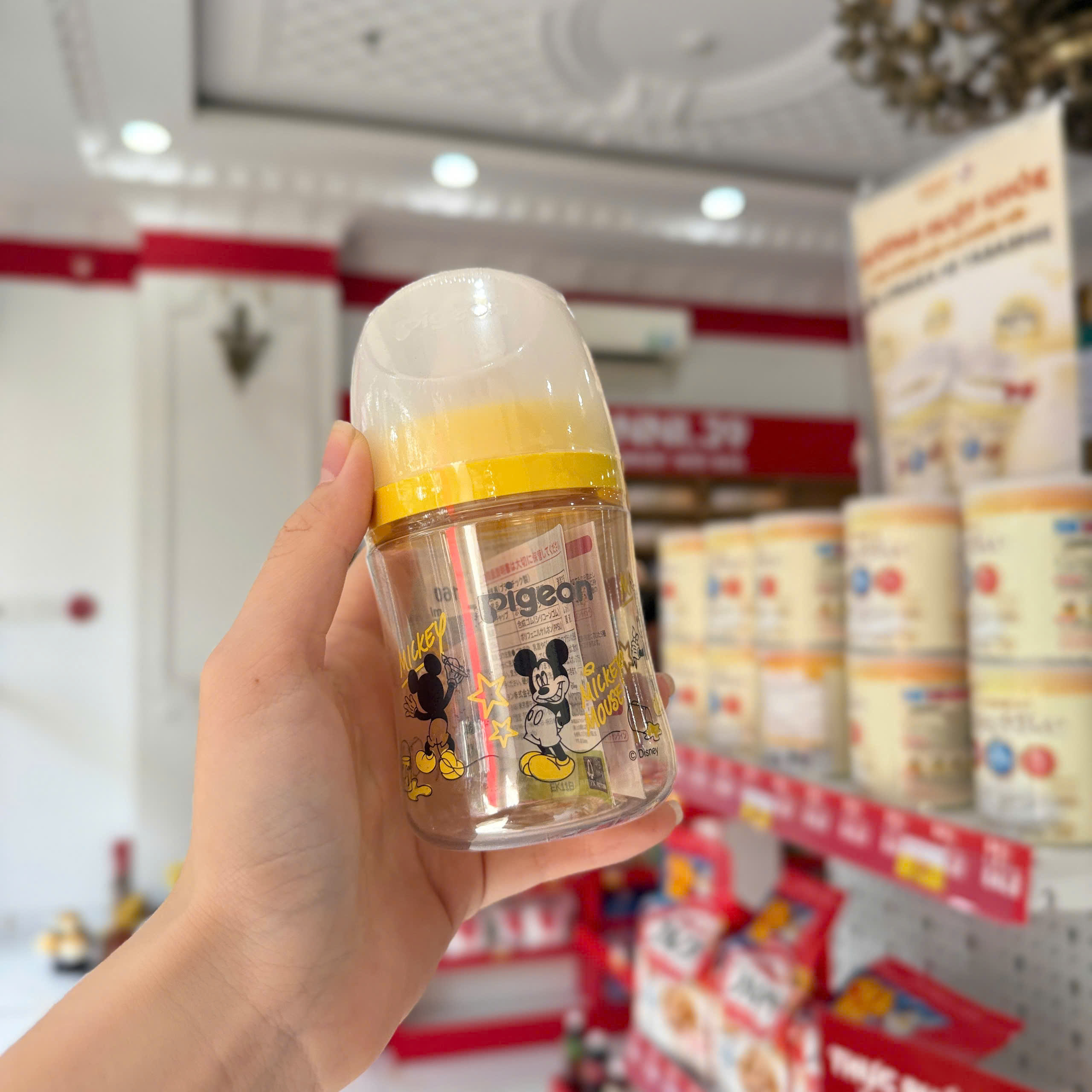 Bình sữa Pigeon cổ rộng nhựa PPSU thế hệ thứ 3 160ml Mickey