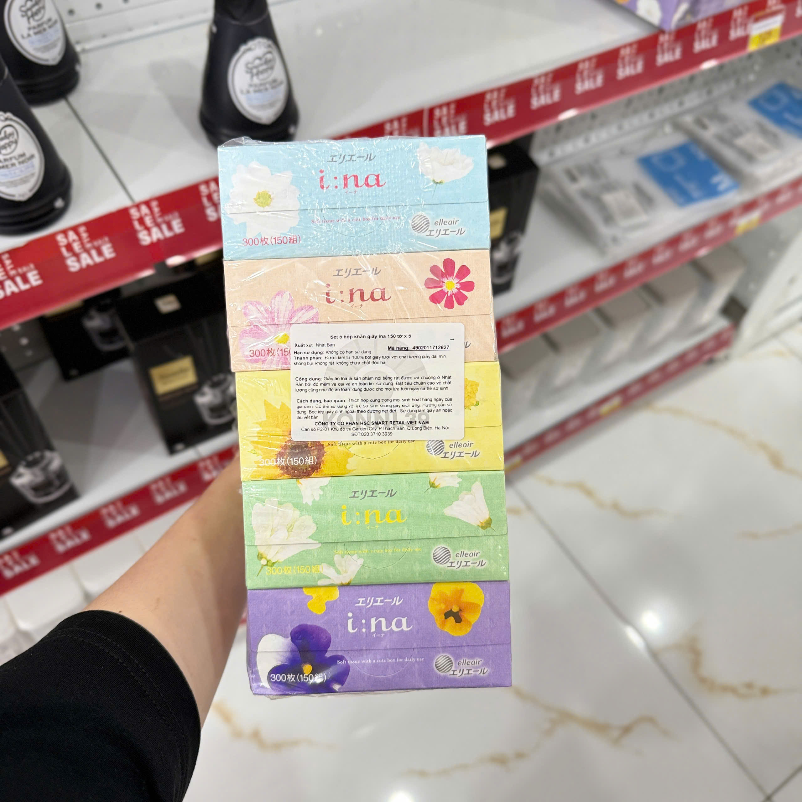 Set 5 hộp khăn giấy Ina 150 tờ x 5