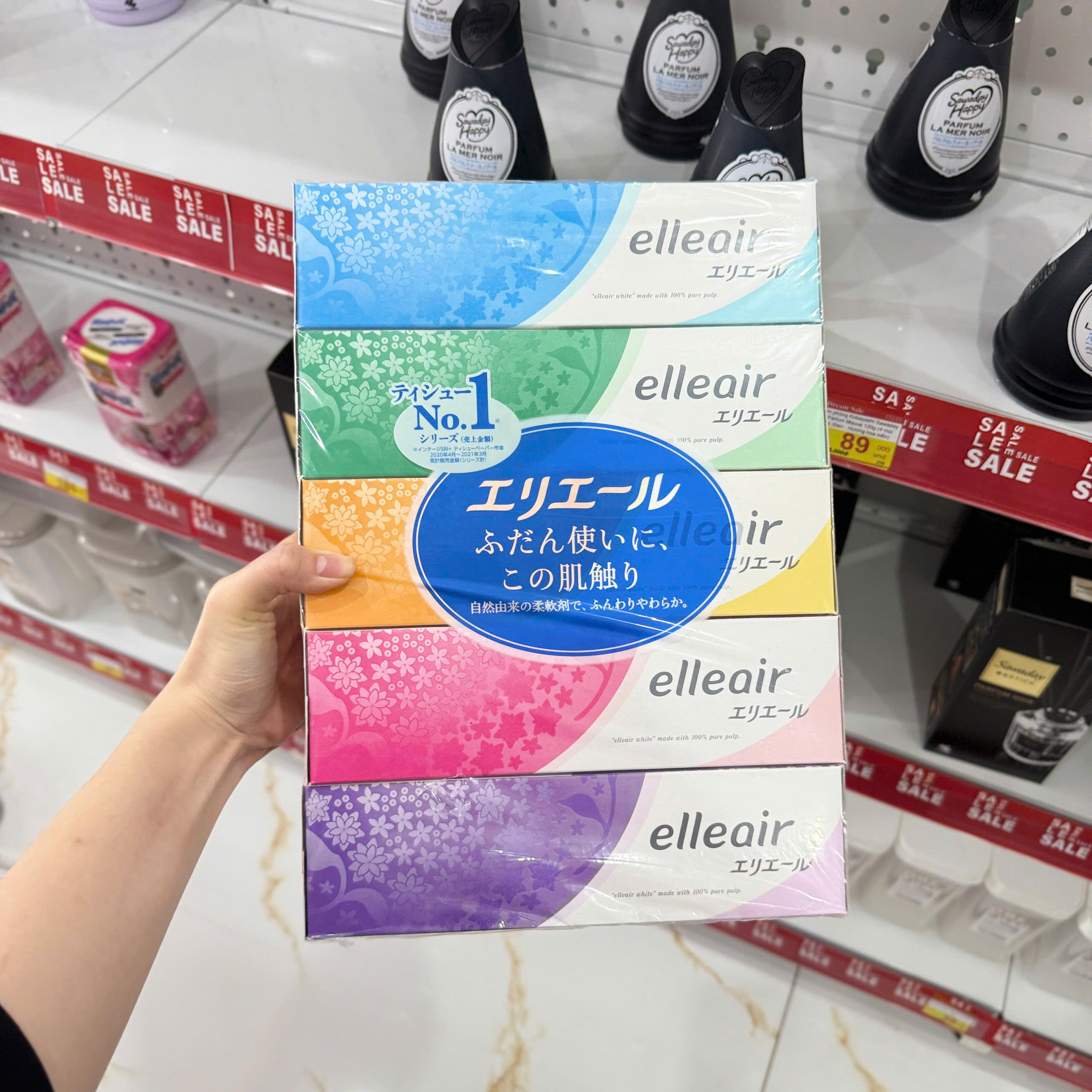Set 5 hộp khăn giấy Elleair 180 tờ x 5