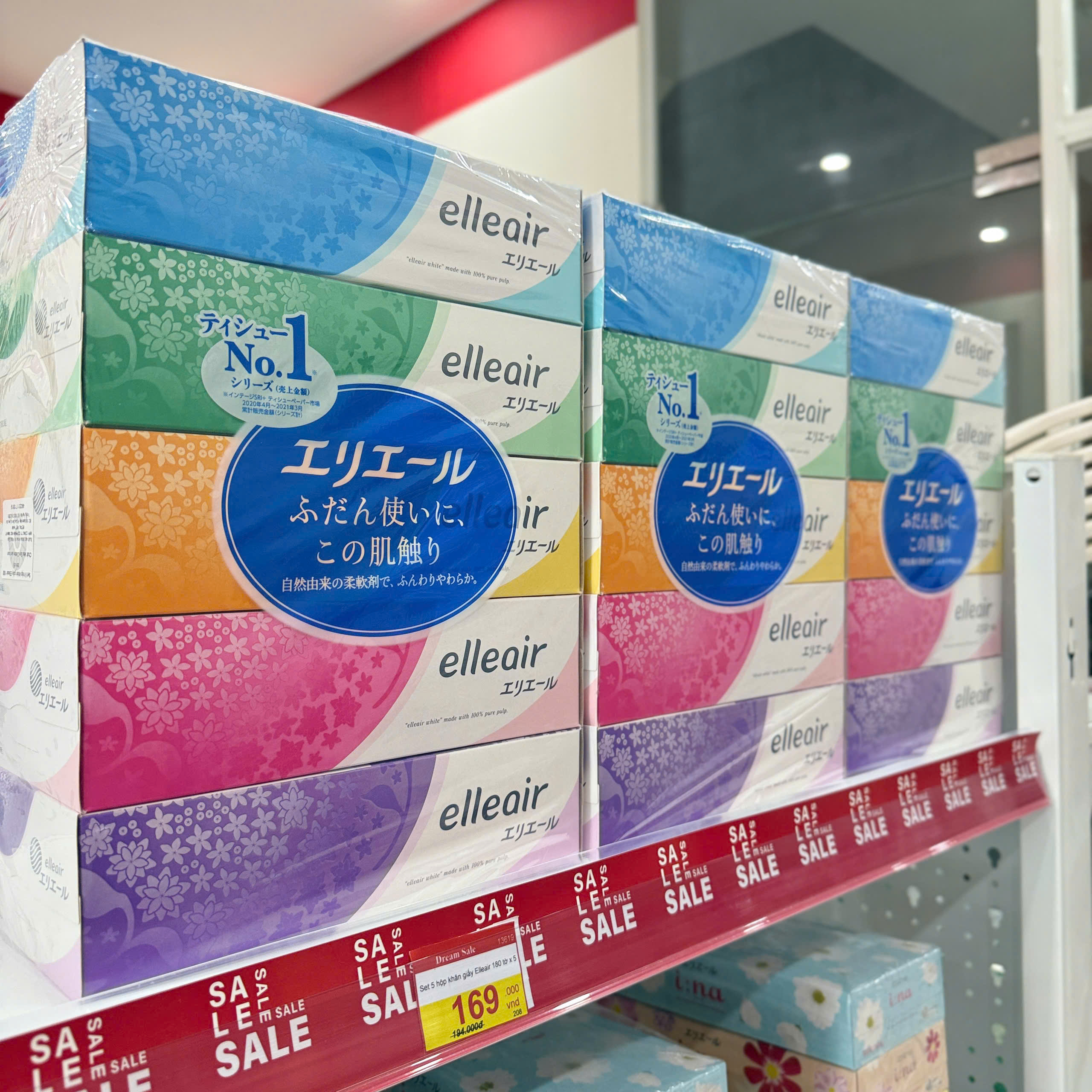 Set 5 hộp khăn giấy Elleair 180 tờ x 5