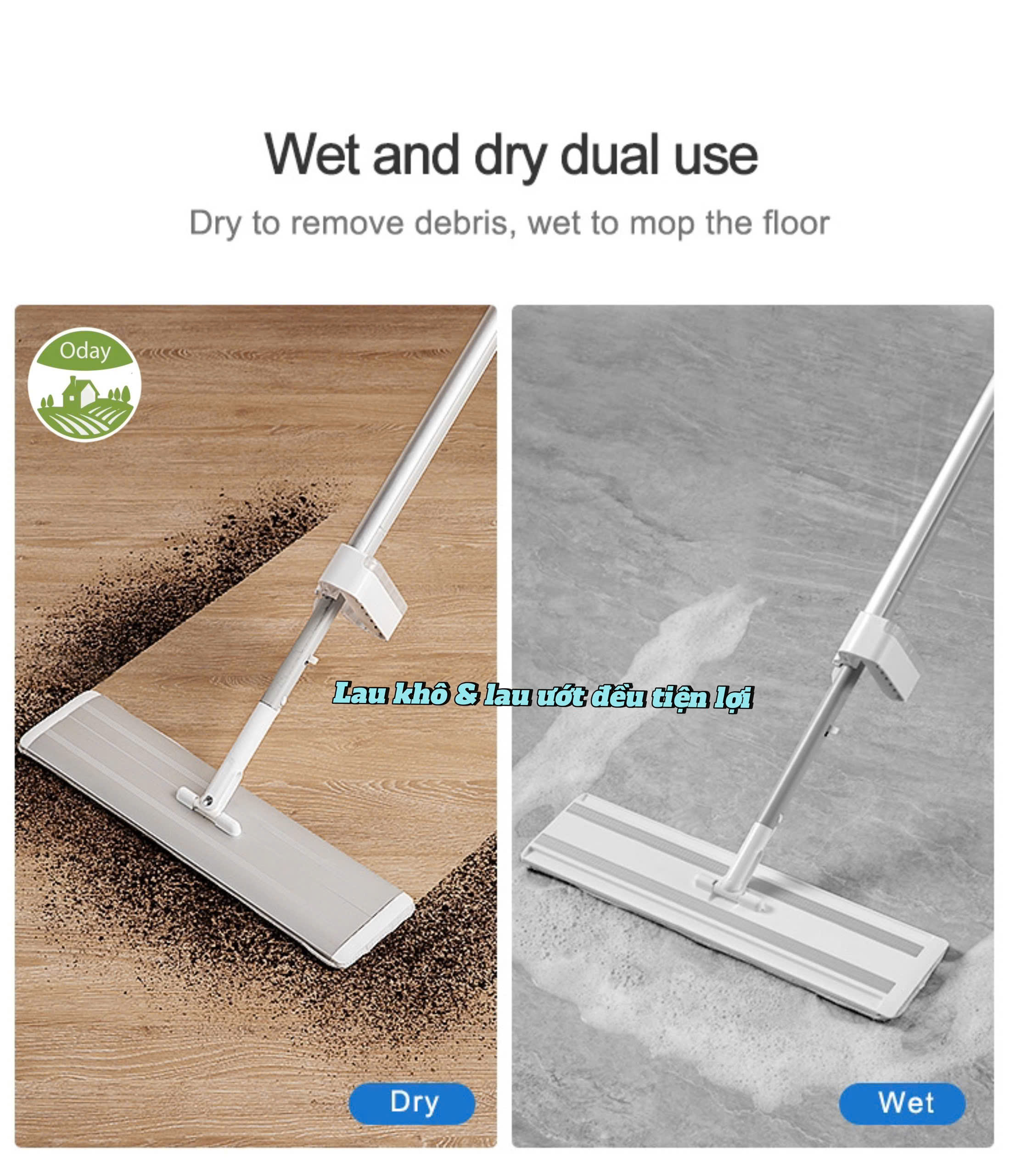 Cây lau tự vắt Flat Mop Oday FC91(không xô)