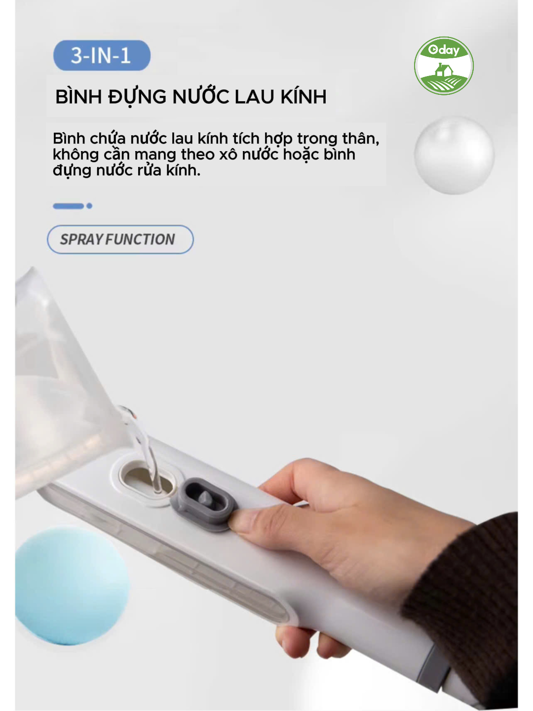 Cây Lau Kính Phun Sương Thông Minh 3 Trong 1 Oday FP-53