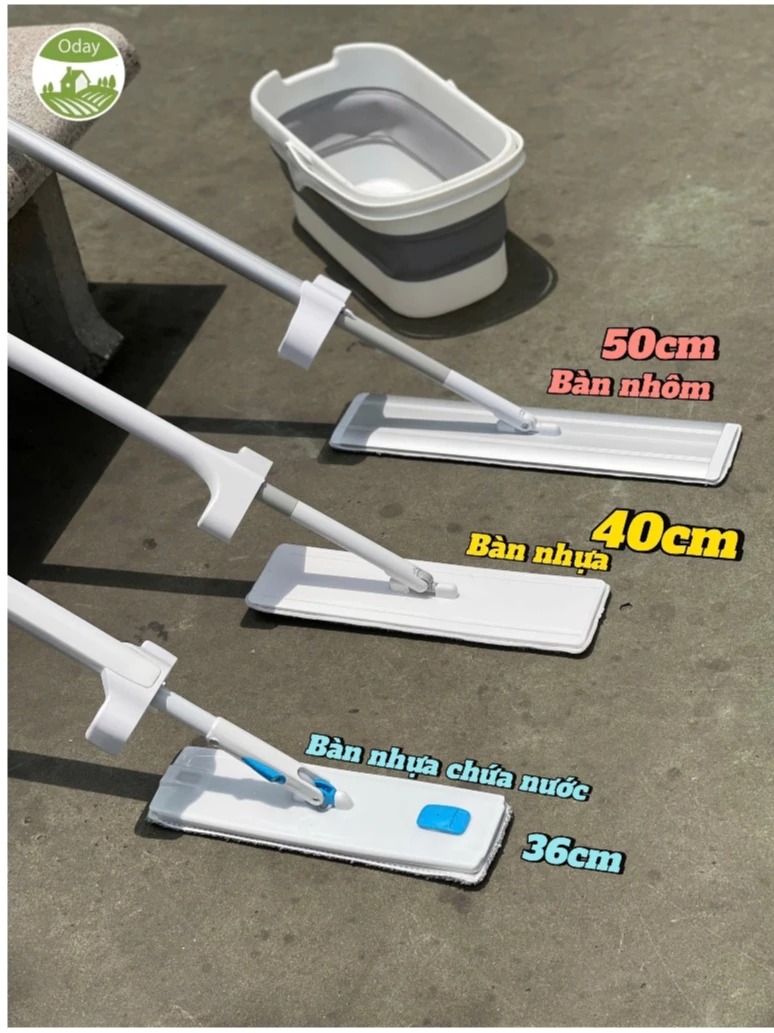 Bộ cây lau tự vắt Flat Mop Oday FC89 + FT09 (kèm xô gập)