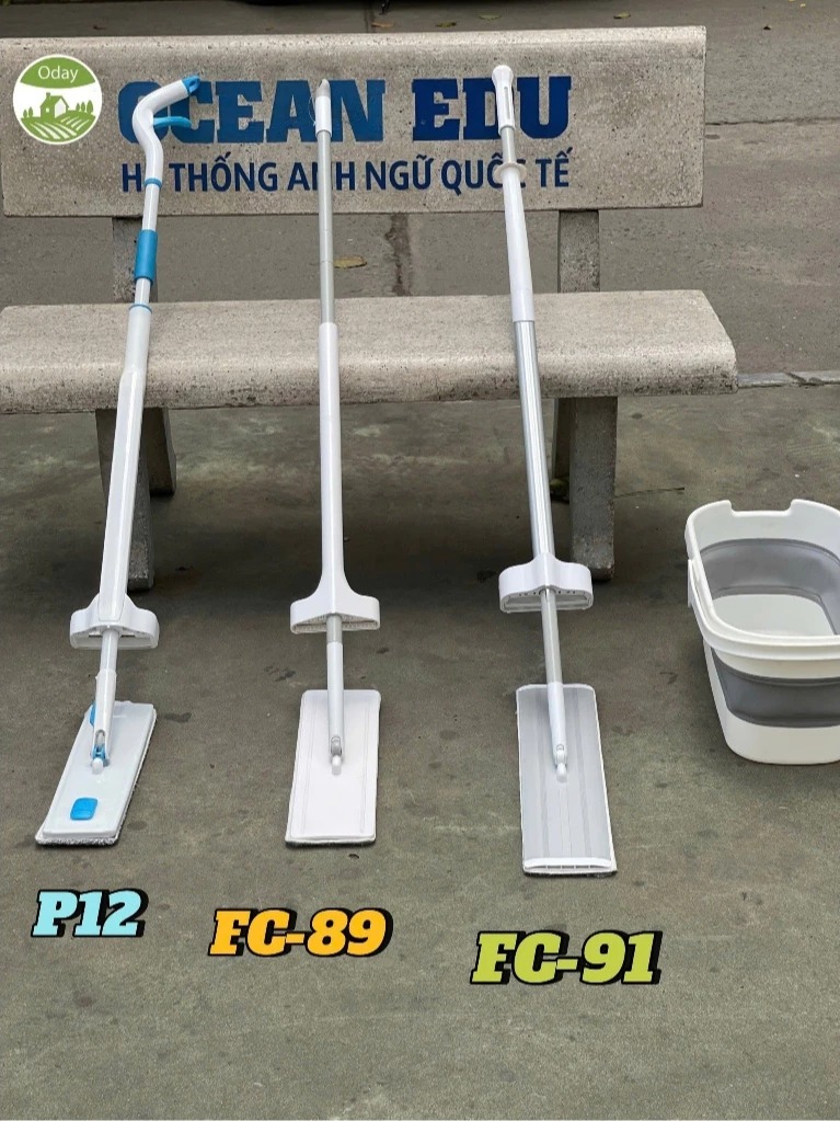 Bộ cây lau tự vắt Flat Mop Oday FC89 + FT09 (kèm xô gập)