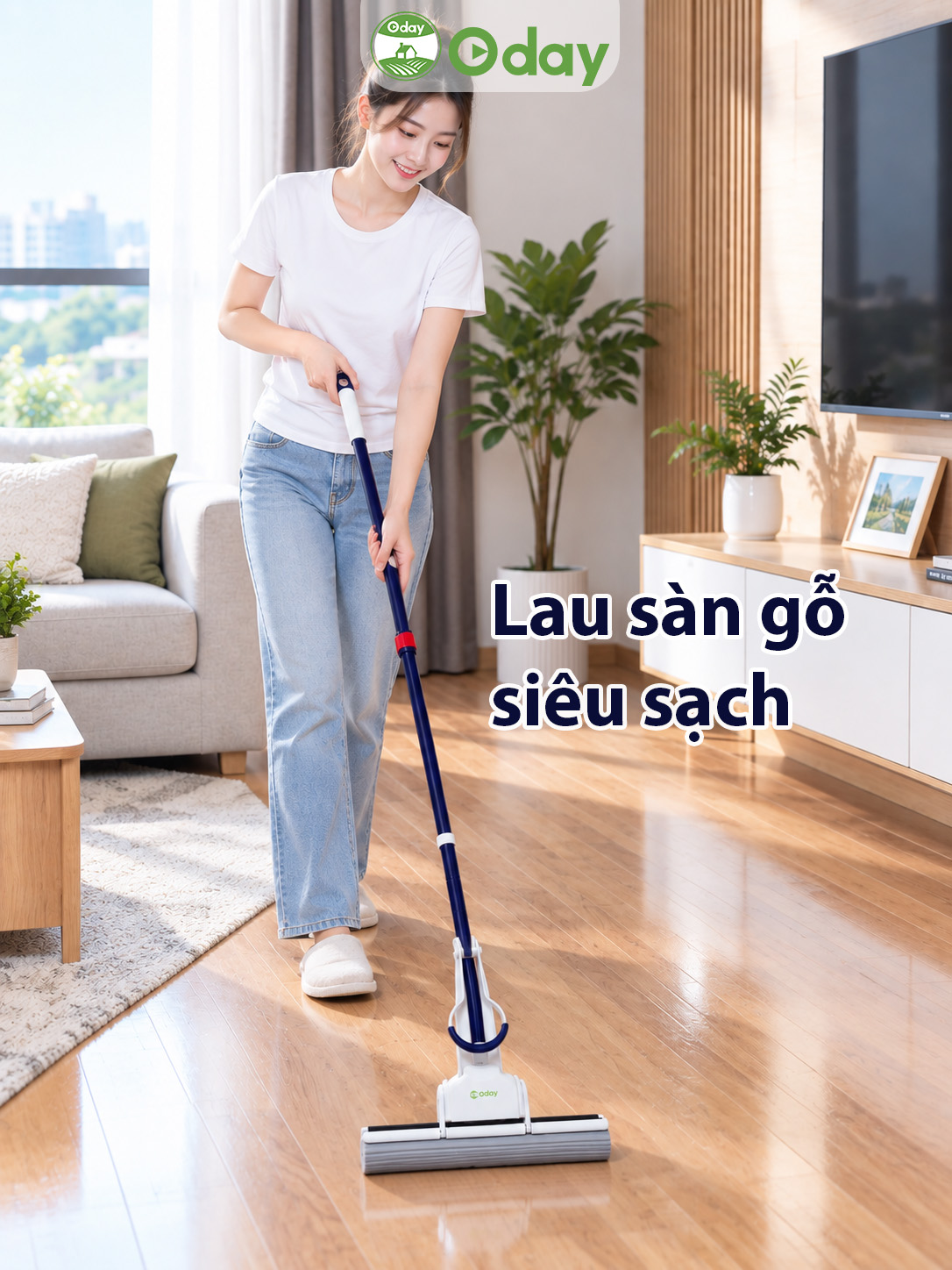 Cây lau nhà mút xốp 40cm Oday XJ 06