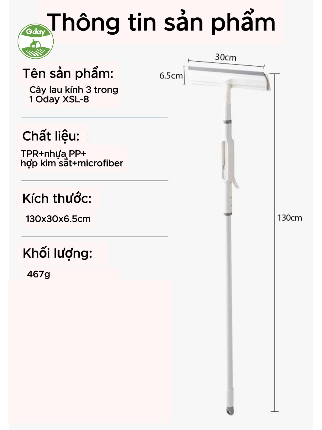 Cây Lau Kính Phun Sương Thông Minh 3 Trong 1 Oday FP-53