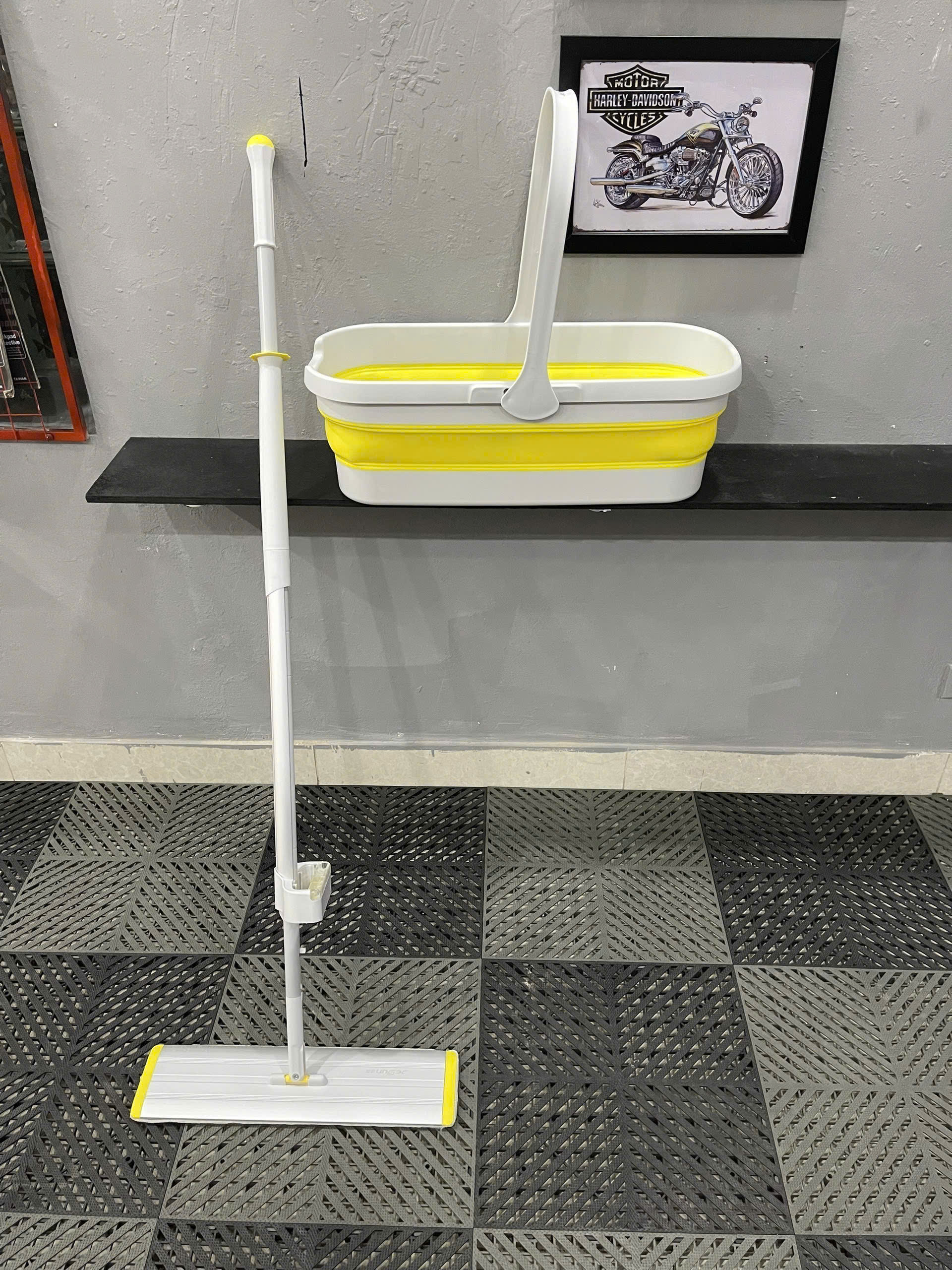 Bộ cây lau tự vắt size lớn Flat Mop Oday FC91+FT13(kèm xô gập)